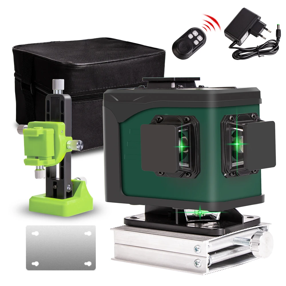 Лазерный уровень 16/12 линий зеленый линейный 4D самонивелирующийся 360