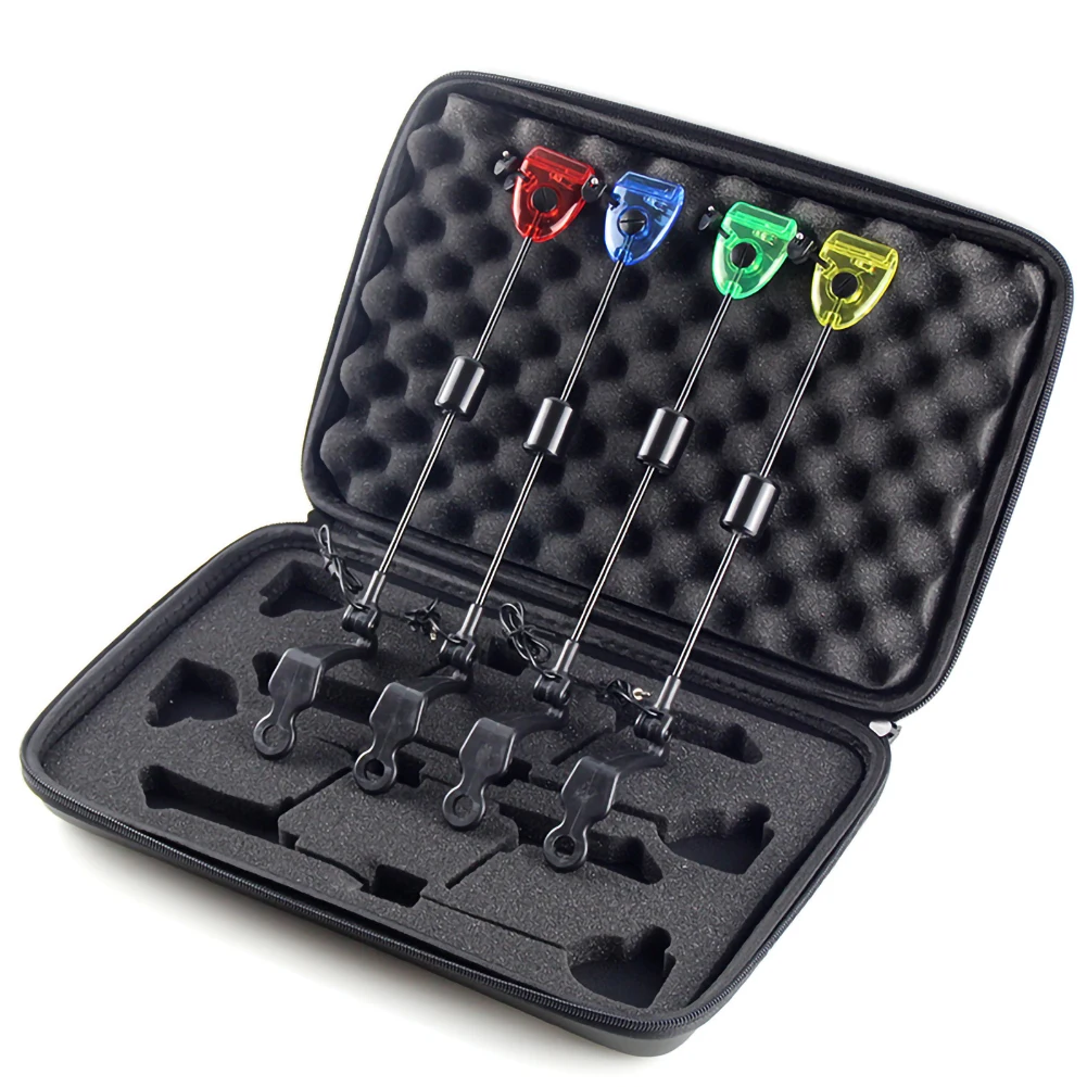 

Fishing Swingers Set Fishing Bite Alarm Indicators 4pcs in Zipped Case Led Illuminated Fishing Wobbler Fishing Accessories