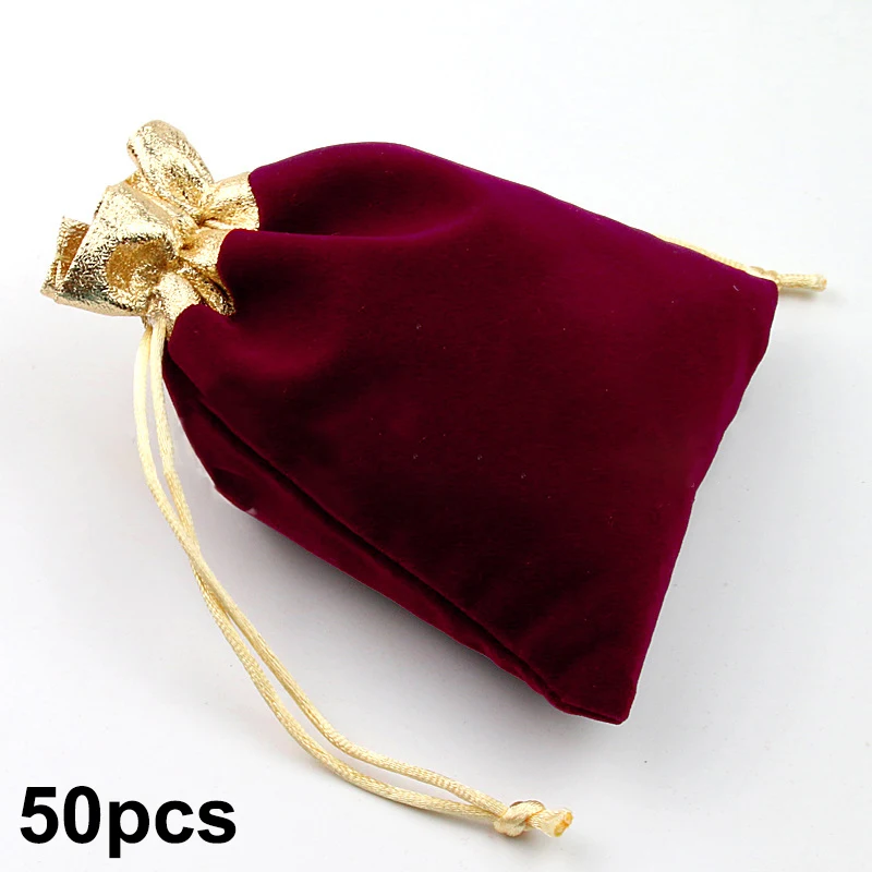 Бархат золотой отделкой 50 шт. шнурок сумки Свадебные принадлежности Подарочный