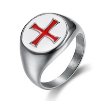 saint benedict red cross men rings punk hip hop for boyfriend male stainless steel jewelry creativity gift wholesale anel osr857