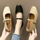 Демисезонные женские туфли мэри джейн на плоской подошве модельные туфли на низком каблуке черные туфли-лодочки с квадратным носком и ремешком с пряжкой офисная обувь в стиле ретро 9002N