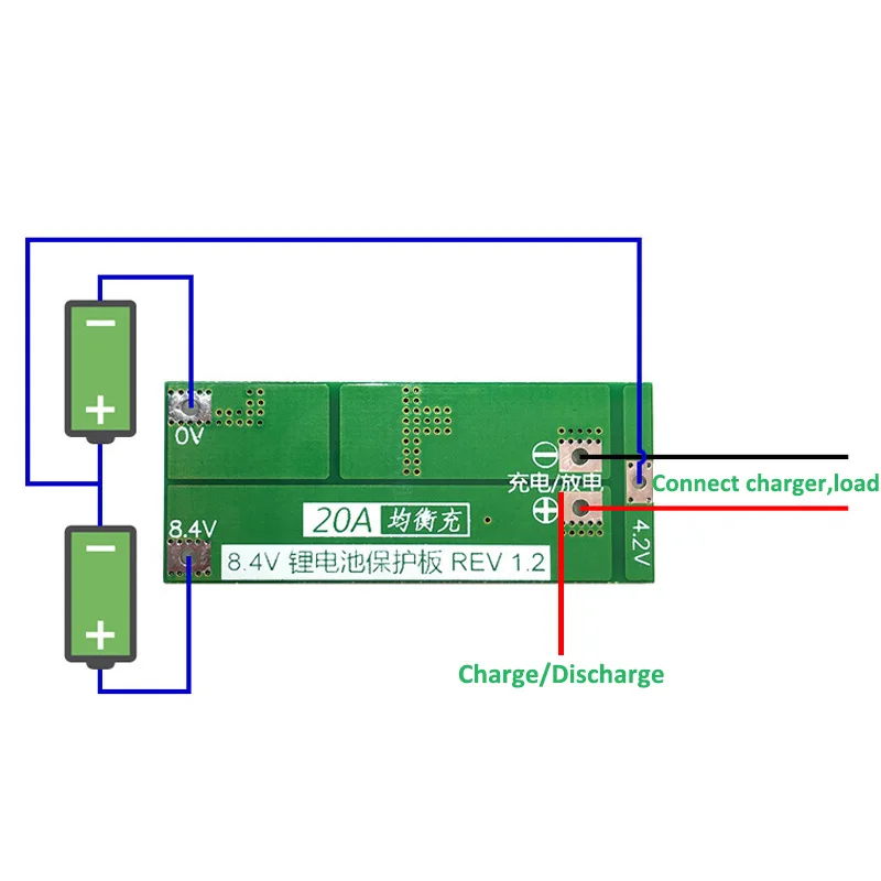 

2S 7.4V 8.4V 18650 Lithium Battery Protection Board 20A Current with Balancing