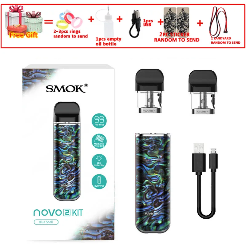 novo2 blue shell SMOK pod starter kit SMOK novo 2 kit cobra covered vape pen kit с 450 мАч встроенным аккумулятором 2 мл емкость pod system kit - Цвет: novo2 blue shell