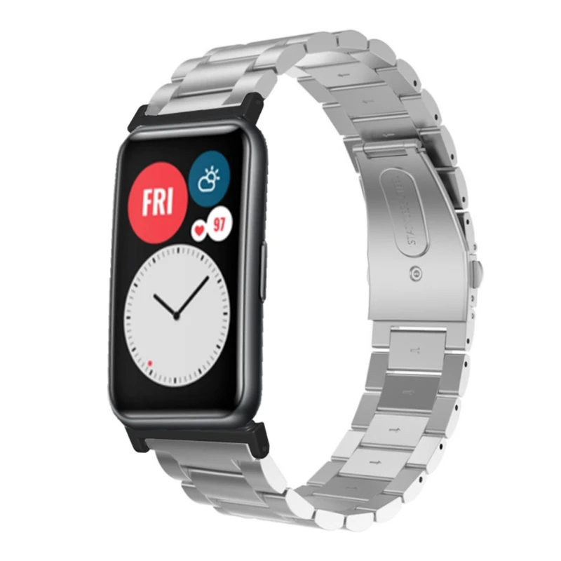 

39XD Replacement Stainless Steel Strap Wristband Watch Band Wrist Strap For-Huawei Watch Fit Smart Wristband Accessories