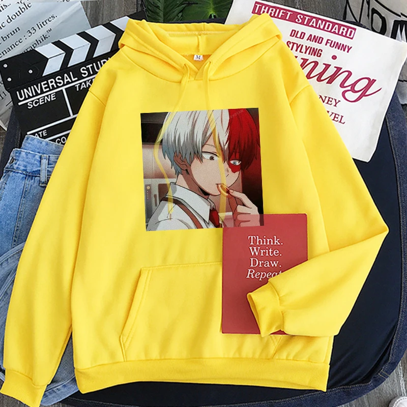 

Japan Anime My Hero Academia Men Hoodies Harajuku Shoto Todoroki kawaii Printed Cartoon Oversized Streetwear Winter Sweatshirts