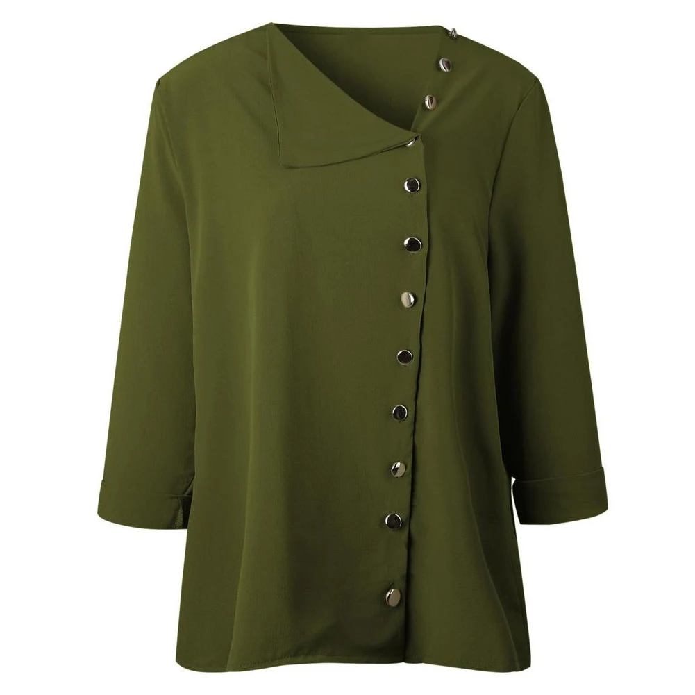 

Newest Women Office Chiffon Blouse Long Sleeve Shirt Irregular Neck Fashion Tops
