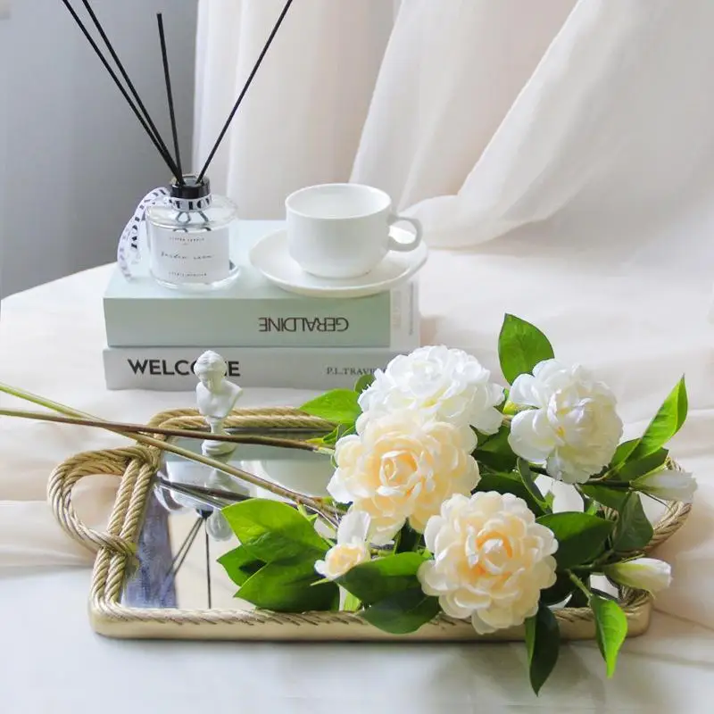 Искусственные цветы 1 шт. 58 см белый букет из камелий свадебные для невесты