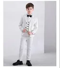 С цветочным рисунком, официальные костюмы для мальчиков, детский наряд для дня рождения, Нарядные Костюмы для свадьбы куртка + жилет + штаны, комплект одежды из 3 предметов, Детский костюм-смокинг, костюм для выступлений