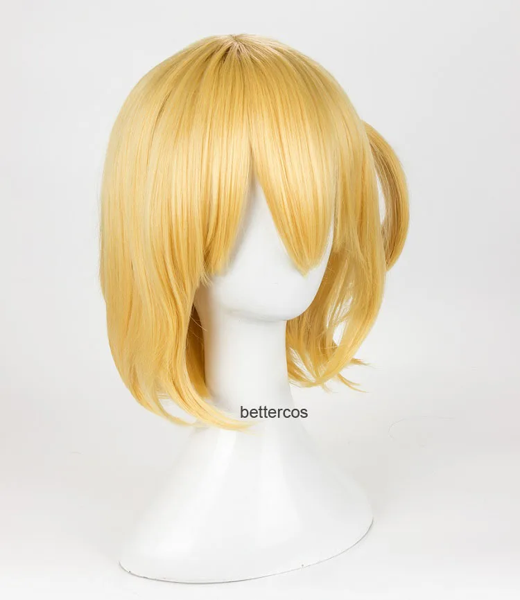 Haikyu! Волейбол Hitoka Yachi Косплей парики Короткие Золотые термостойкие синтетические
