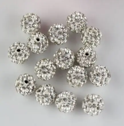 

6mm 8mm 10mm 12mm 14mm 100 pcs/lot white Loose GRET34FSF Bead Bracelet necklace Rhinestone disco ball handmade crystal