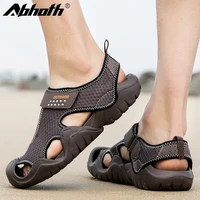 abhoth men sandals velcro classic soft breathable light casual shoes non slip wearable comfortable outdoor men sandals slippers
