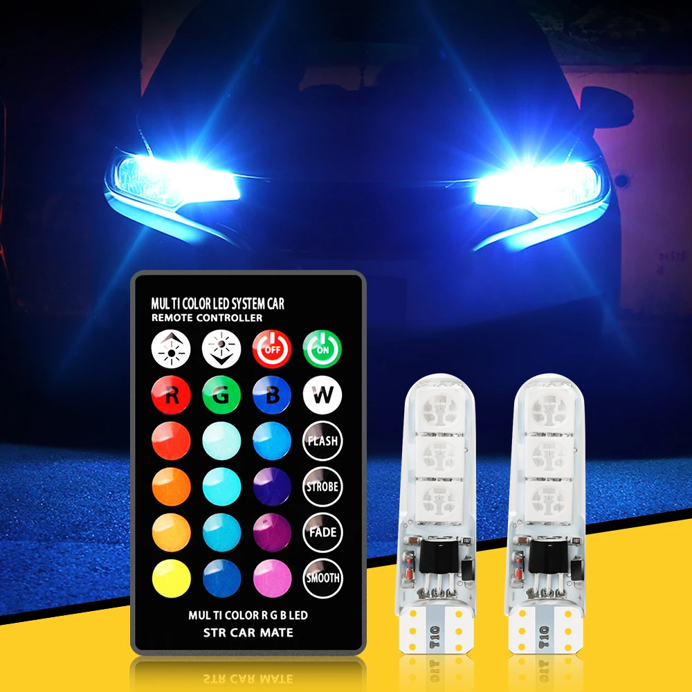 W5W T10 RGB светодиодный лампы просвет Светильник Автомобиля Атмосфера для lada niva kalina
