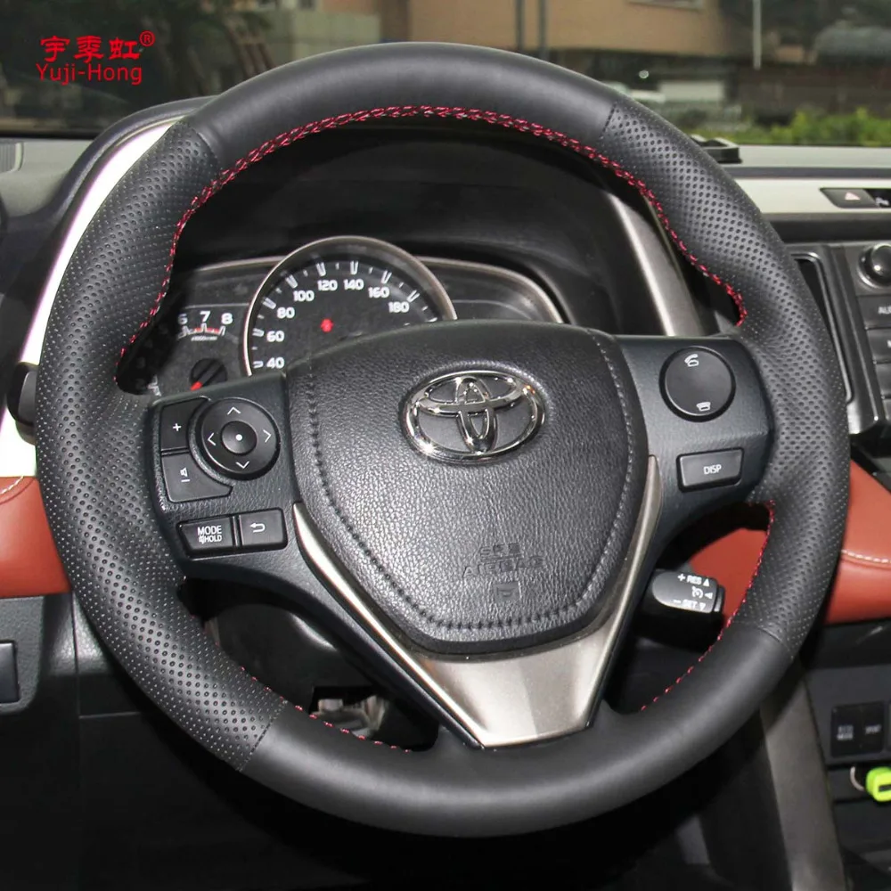 Чехол для руля автомобиля чехол Toyota RAV4 Corolla 2014-2017 прошитый вручную из