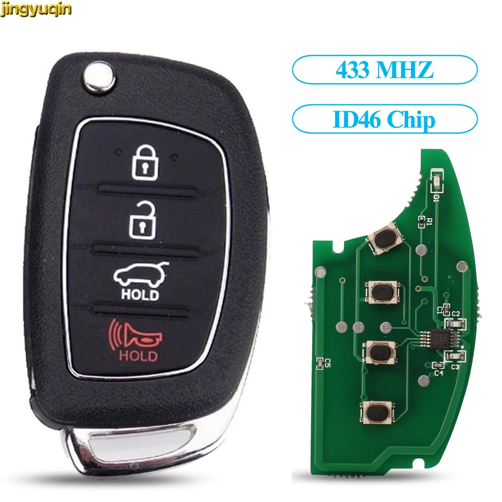 Пульт дистанционного управления Jingyuqin для автомобиля чип ID46 433 МГц Hyundai Solaris Accent