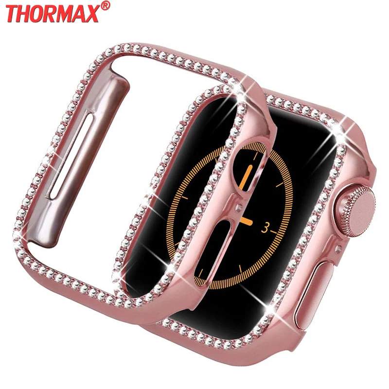 Алмазный чехол для Apple Watch Series 4 5 40 мм/44 мм iWatch Защитная крышка экрана ПК часов 38