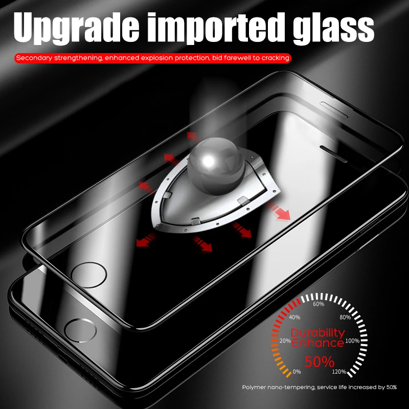 

2000D Curved Edge Tempered Glass For iPhone SE 2020 6 6S 7 8 Plus Full Cover Glass on iPhone 11 Pro XS Max X XR Screen Protector