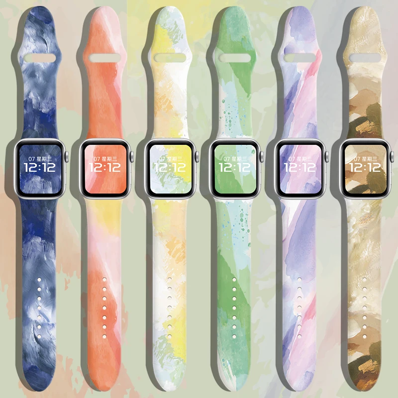 

For Apple Watch Band SE 7 6 5 4 Silicone Morandi style 42MM 44MM Bracelet Strap Solo Loop For iWatch Wristband 6 5 4 3 38MM 40MM