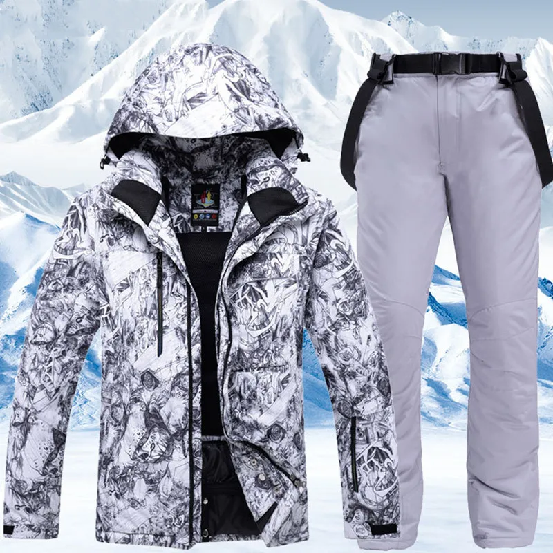 

Новинка 2020, зимний мужской теплый лыжный костюм, мужские ветрозащитные водонепроницаемые комплекты для катания на лыжах и сноуборде, куртк...