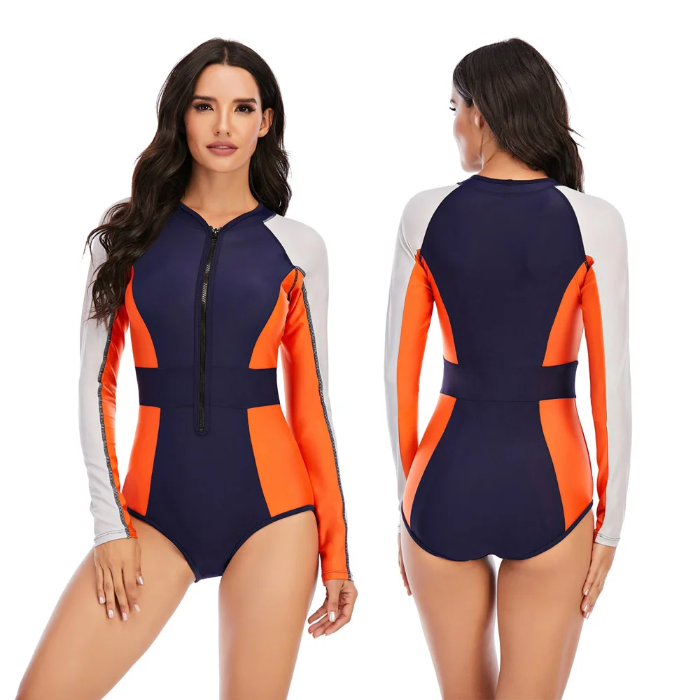 

New Surfsuit Women Swimsuit One Piece Swimwear Surfing Suits Long Sleeve Swimming Bathing Floral Beachwear Wear For Female