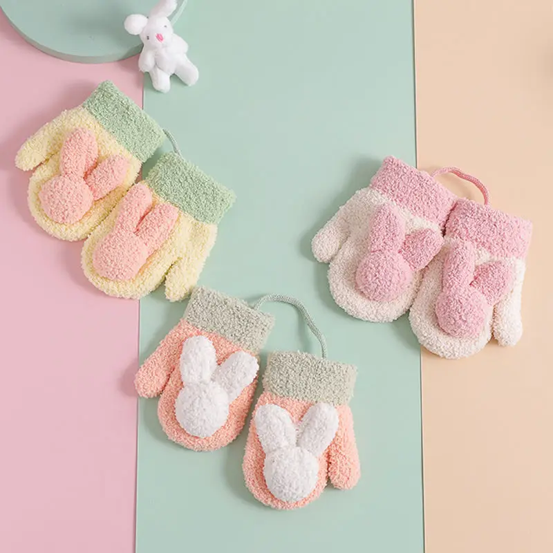 

Children's gloves winter warm and cold-proof baby cute cartoon thick velvet baby 0-3 boys and girls children's gloves