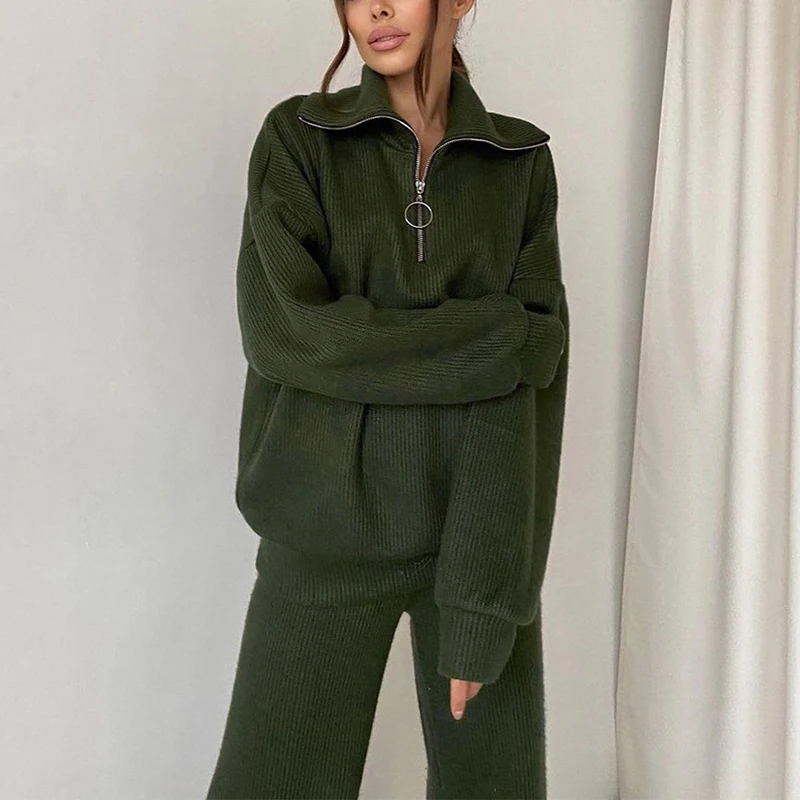 Женский однотонный спортивный костюм Sister Fara трикотажный свитер с воротником