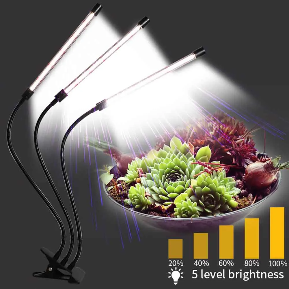 

Полный суккулент с 3 головками с таймером, саженцы для растений, Регулируемая Гибкая светодиодная лампа для выращивания растений с регулиру...