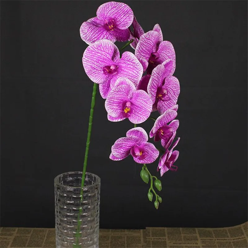 

4Pcs Fake Moisturizing Orchid (9 heads/piece) 40.55" Simulation Real Touch 3D Phalaenopsis for Wedding Home Artificial Flowers
