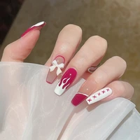 24pcsbox leopard fake nails phototherapy patch wearable false nail french flame full cover false nail flower butterfly design