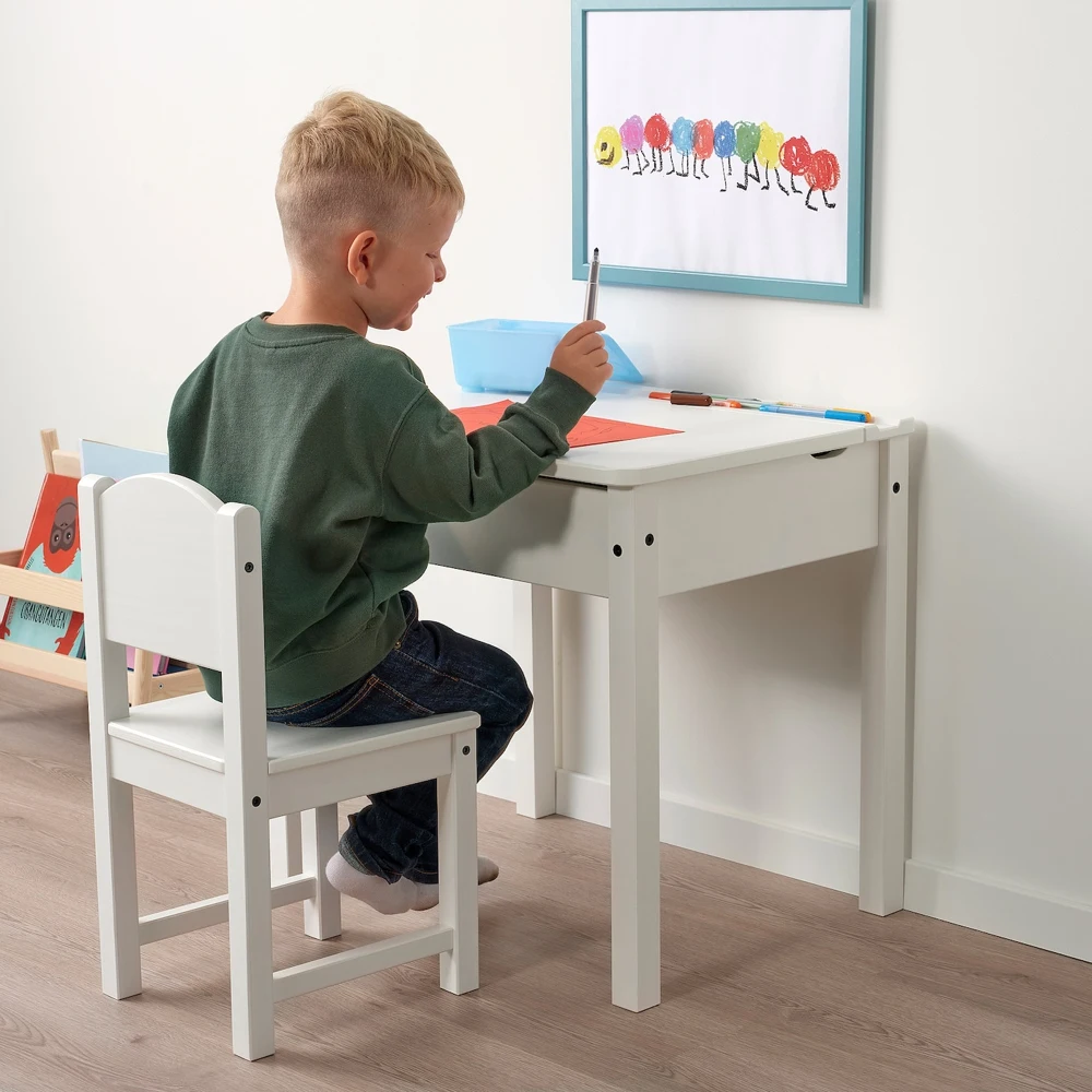 Table with storage compartment SUNDVIK Swedish Quality Products white 60x45 cm tables for a child furniture Children 