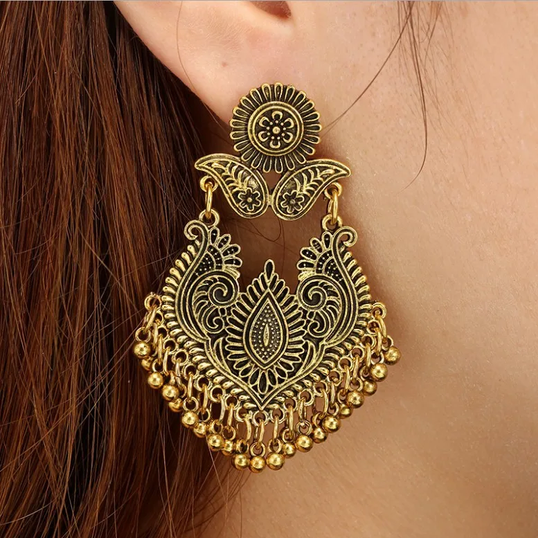 2019 Топ Индийские Jhumka цыганские украшения серебристого цвета Бохо винтажные