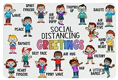 

Social Distancing Greetings Retro Metal Tin Sign Plaque Poster Wall Decor Art Shabby Chic Gift Suitable 12x8 Inch