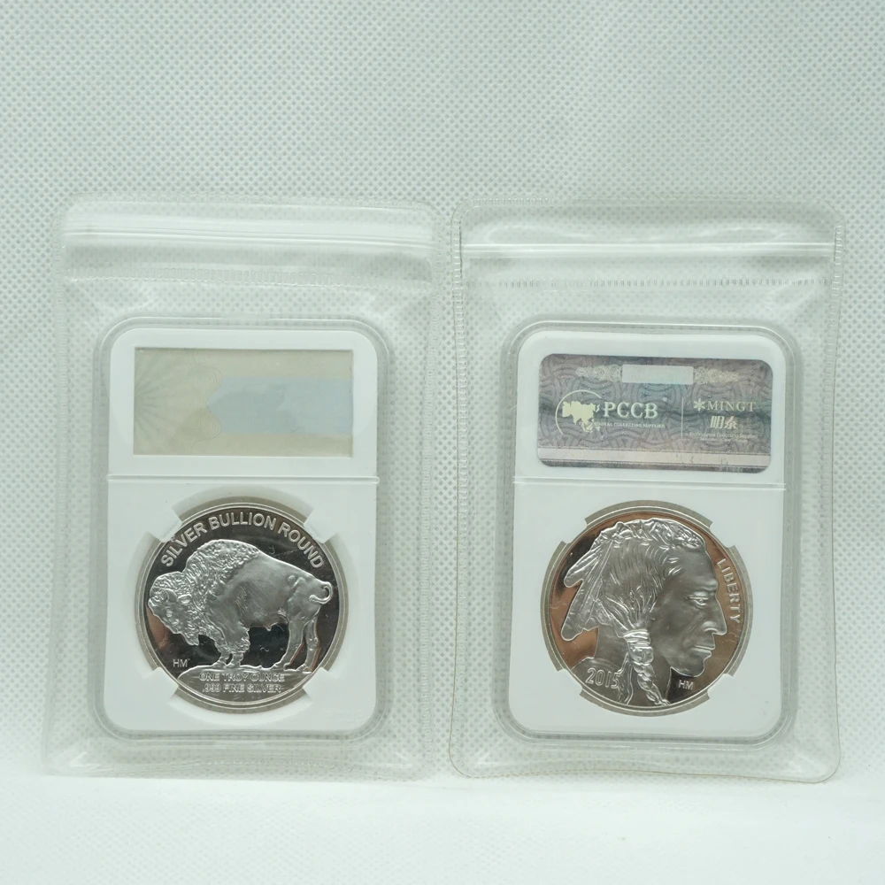 

2015 Silver USA Liberty Buffalo Coin Gold Plated Commemorative Coins Metal Collection Gift PCCB Case