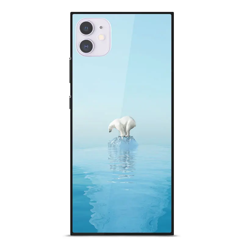 

For IPhone 11 Case Fashion Mirror Tempered Glass Back Cover For Apple IPhone 11 11 Pro Max Silicone Bumper Shockproof Phone Case