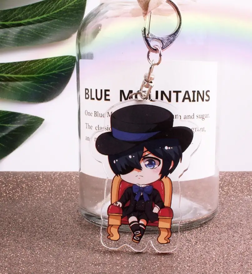 as pictured Аниме Черный Дворецкий Kuroshitsuji Ciel Sebastian милый акриловый рисунок Брелок Украшение Коллекция Модель игрушки Косплей - Цвет: as pictured