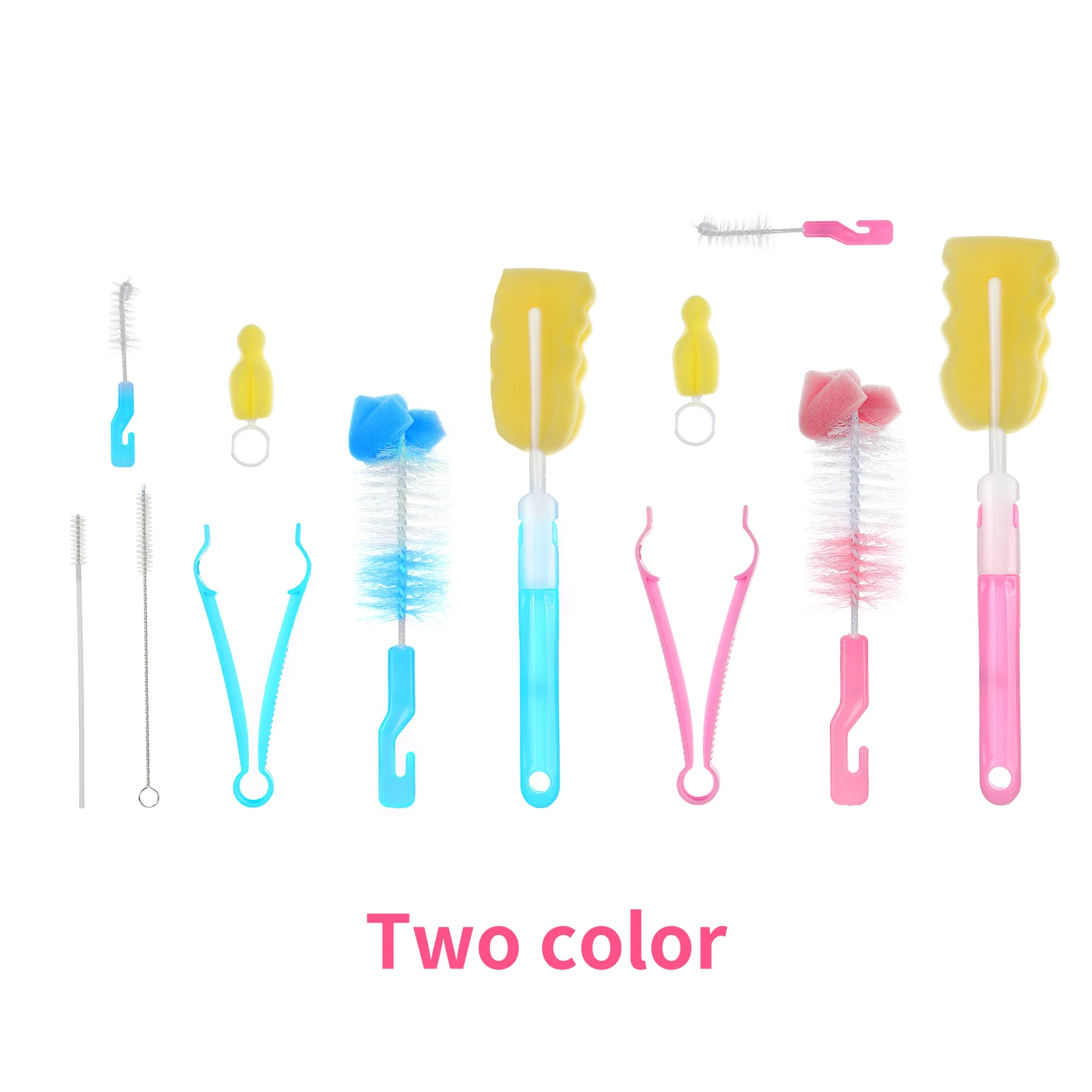 

7Pcs Baby Care Baby Bottle Brush Set Baby Nipple 360-Degree Rotating Clean Sponge Spout Cup Brush Kit Bottle Clean Tool Infant
