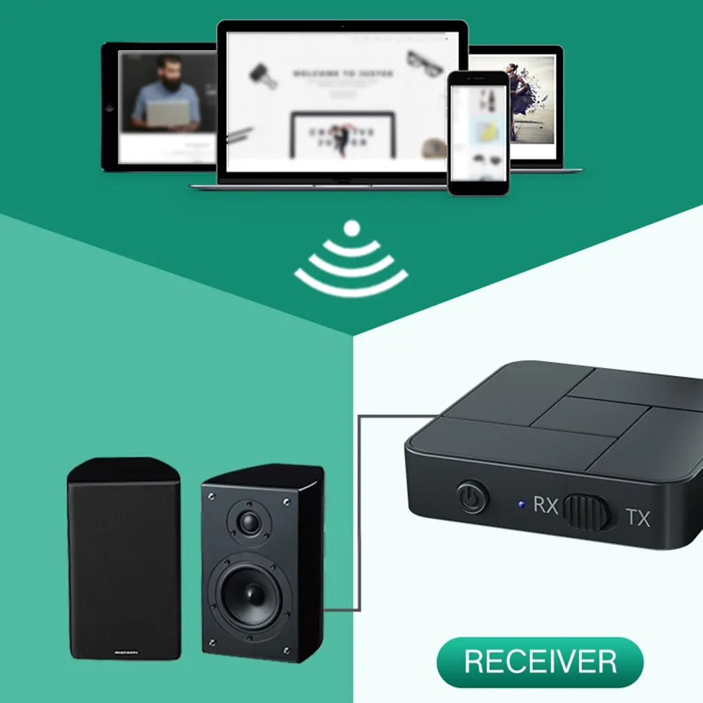 

2-in-1 Long Range Wireless 5.0 Receiver Wireless Audio Receiver Portable Audio Adapter Built-in Microphone