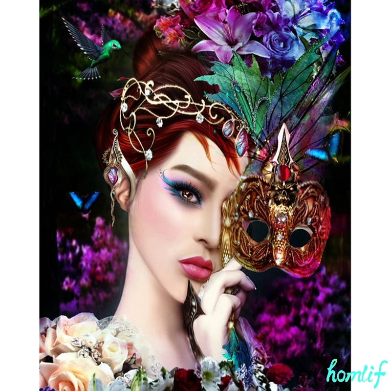 Diy Алмазная вышивка девушка маска алмазная живопись полная квадратная мозаика