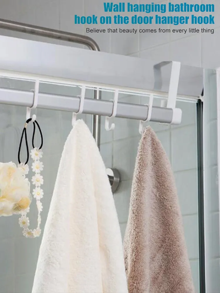 

Wall Mounted Bathroom Utensil Rack Hanging Bags Towel Hat Rack with 5 Removable Hooks Hanger Organizer Storsge Stand Accessories