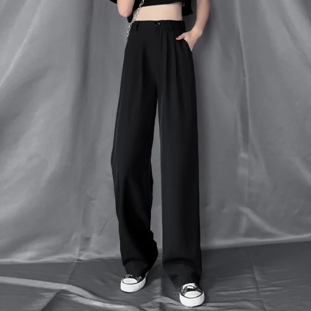 

Women Summer Loose Pants High Waist Vintage Ladies Casual 2021 Streetwear Wide Leg Pants Women Trousers