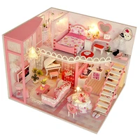 diy doll house wooden block villa handmade miniature dollhouse model building kit kawaii toys for children birthday gifts girl
