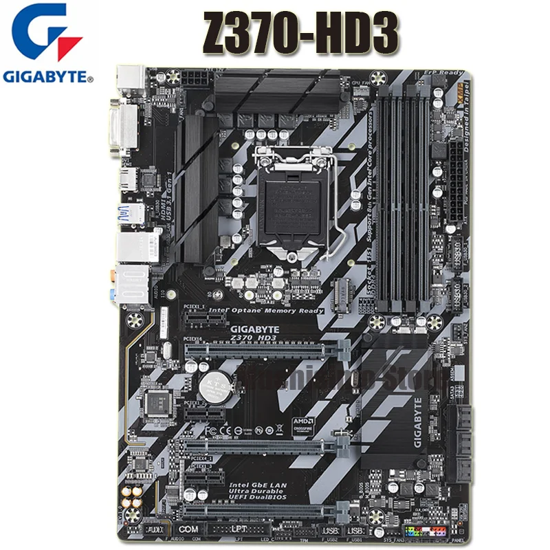 Kaufen LGA 1151 Gigabyte Z370 HD3 Motherboard I7 I5 I3 DDR4 64GB PCI-E 3,0 M.2 SATA III DVI Desktop Z370 Placa-Mãe 1151 USB 3,1 ATX