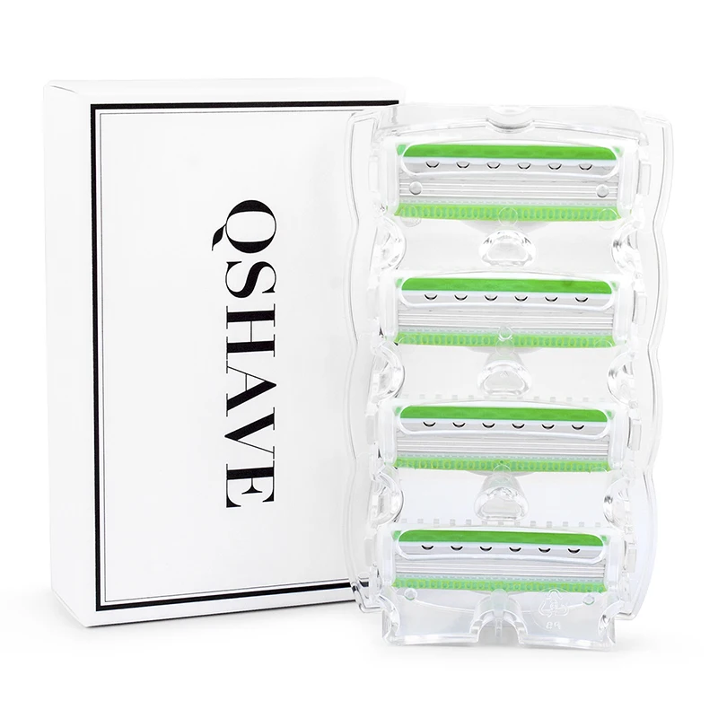 QShave Green Series Blade Леди персонализированные головка для бритвенного станка X5 США лезвие Для женщин бритвенное лезвие, 4/8/16 системы безопасности картриджи