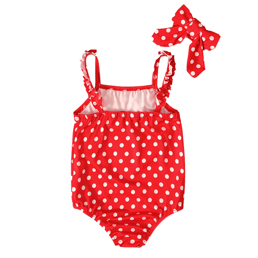 Детский купальник с рюшами без рукавов в горошек | Детская одежда и обувь