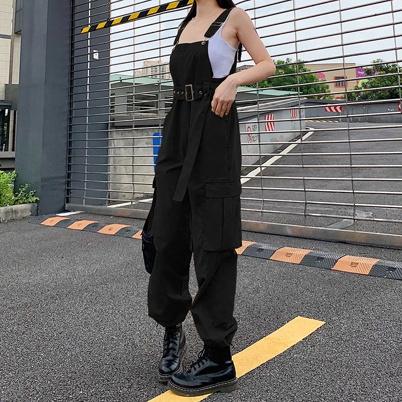 Fashion All-match high waist overalls Women's Spring Autumn new solid color loose thin hip-hop street casual pants trousers