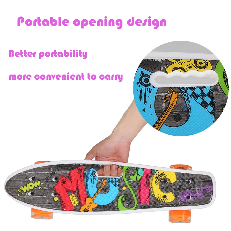 Портативный открывающийся дизайнерский скейтборд для рыбы, 59*16 см, мини-круизер, скейтборд, ПУ, флэш-колесо, Пенни, банан, скейтборд для взрос... от AliExpress RU&CIS NEW