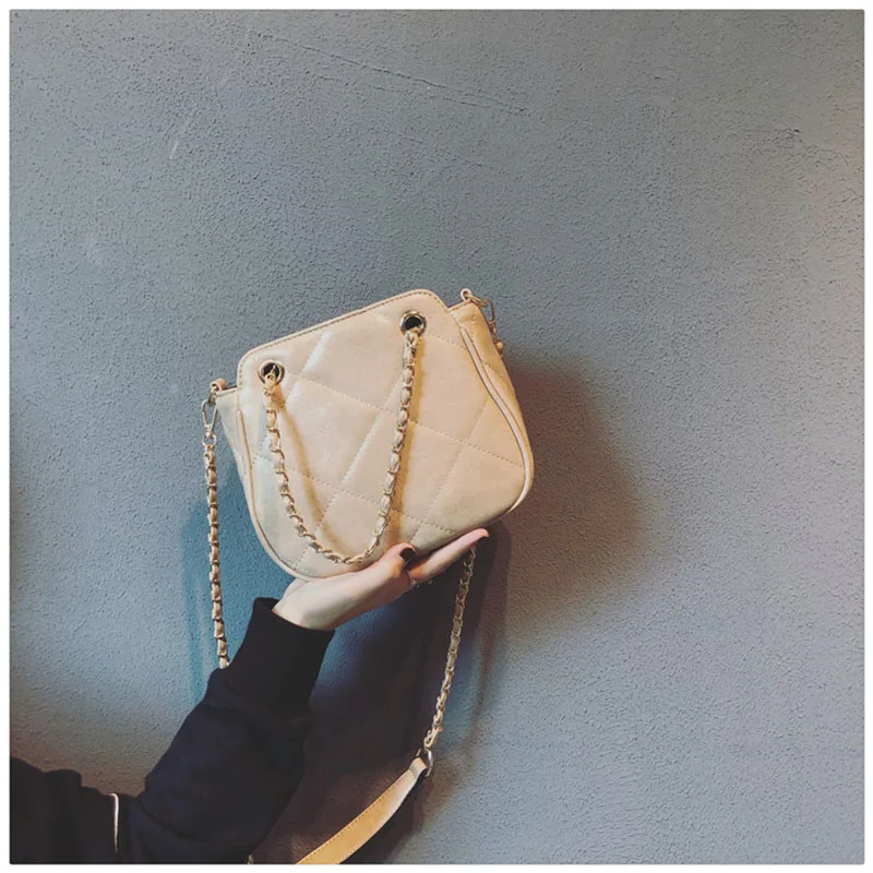 Женская кожаная клетчатая сумка сумка-мессенджер на плечо с цепочкой известный