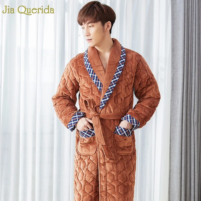 Длинная ночная рубашка для мужчин плюс размер бархатное кимоно банный халат