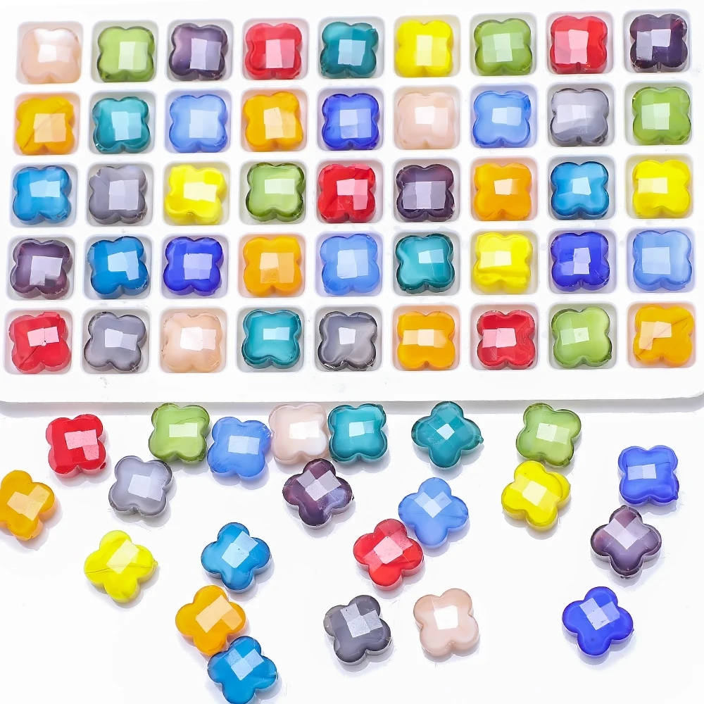

12MM Opaque Crystal Clover Pendant Bulk 30Pcs Faceted Cross Glass Beads For DIY Making Earring Charms Findings Jewelry Supplies