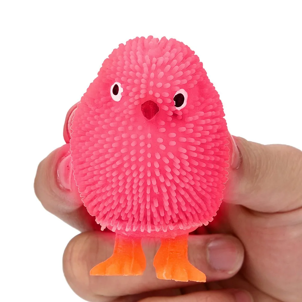 

6cm Squishy Squeeze Toys Novelty Flashing Puffer Chickens Squidgy Sensory Toy Activity And Play Ball For Kid Funny Gifts