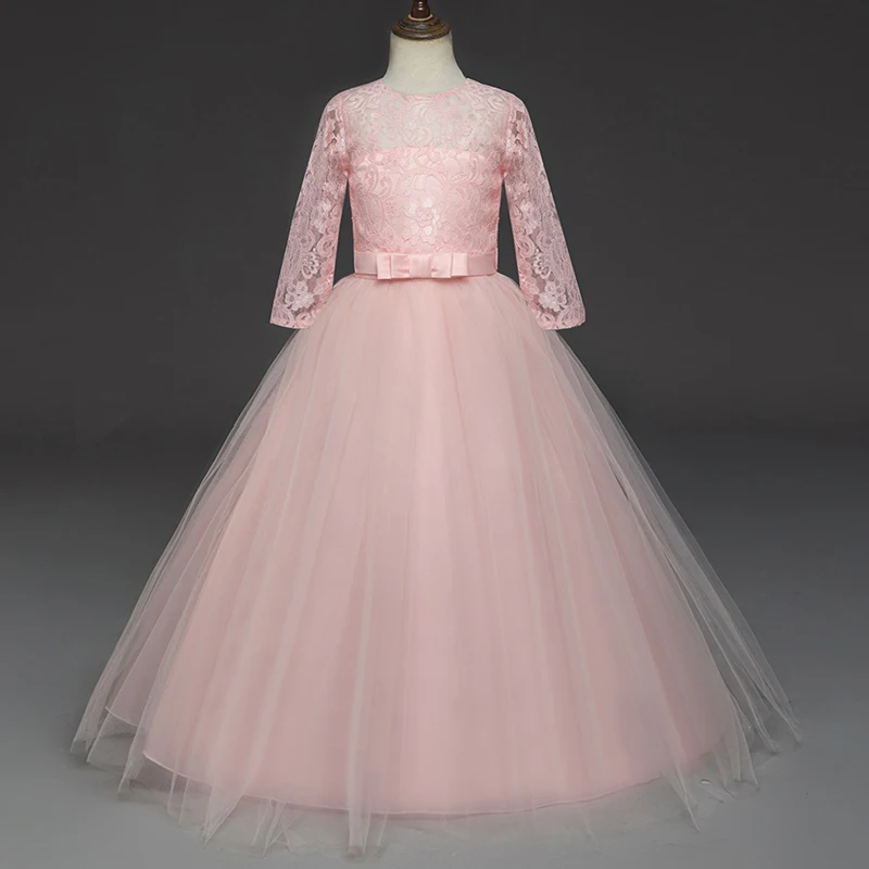 Kids Bridesmaid Lace Girls Dress For Wedding and Party Dresses Evening Christmas Girl long Costume Princess Children Fancy 6-14Y | Детская
